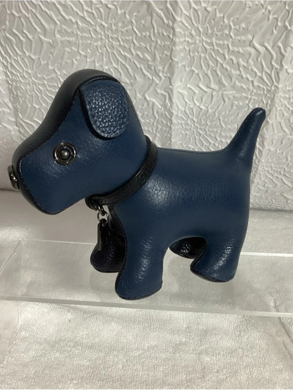 Coach Blue Colorblock Puppy Dog Paperweight with Collar & Charm Unisex